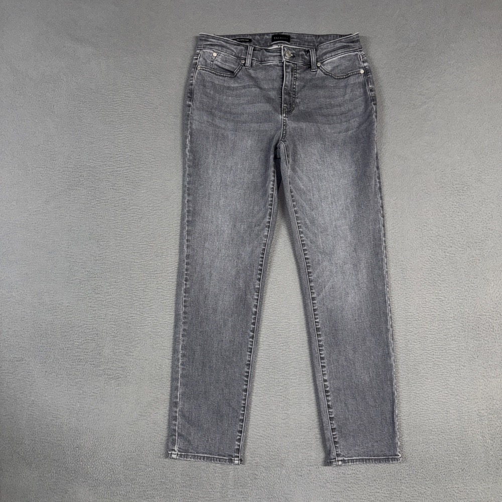 Talbots Jeans Womens 4 Gray Slim Ankle Stretch Distressed Denim Cotton Preppy